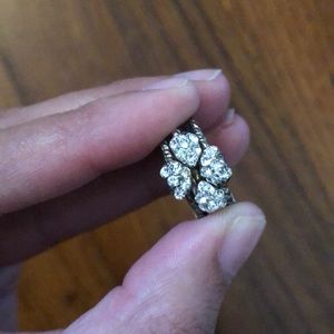 Selling 3 silver/gray/black rings with diamonds